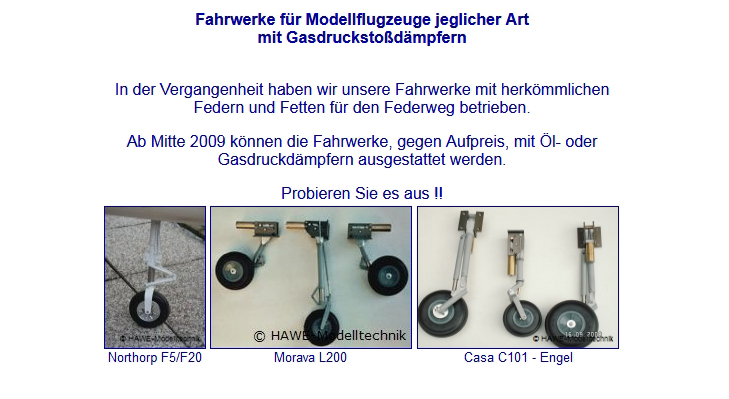 Fahrwerke für Modellflugzeuge